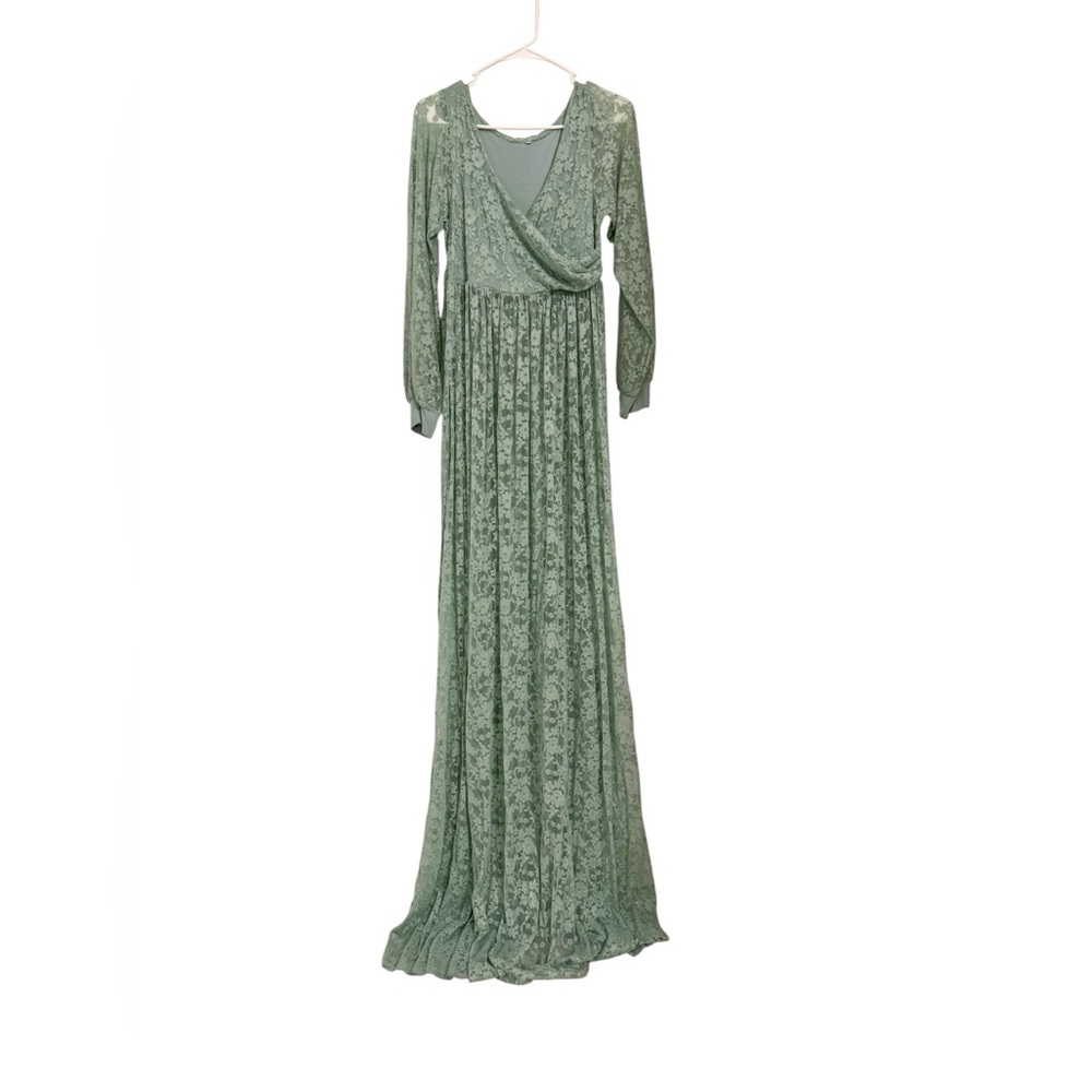 Maternity Lace Maxi Dress Medium Sheer Skirt Boho Goddess Romantic Delicate Gown